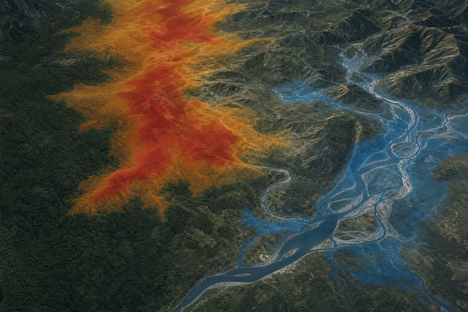 Natural territory from above with predictive risk zones